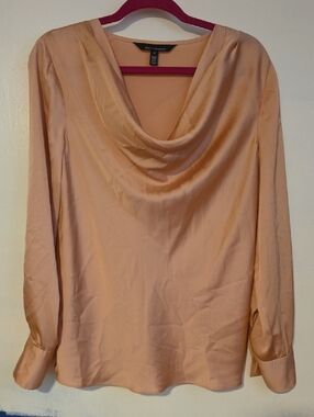 White House Black Market Peach Cowl-Neck Blouse